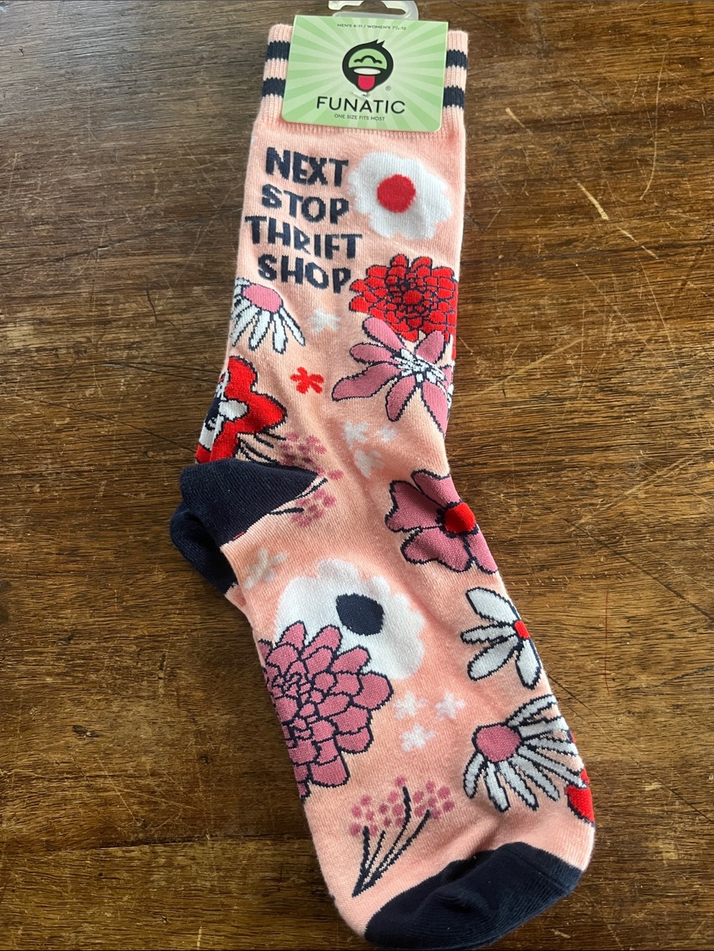 Pink Floral "Next Stop Thrift Shop" Socks